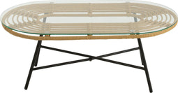 J-Line tafel Laag Ovaal - metaal/glas - naturel/zwart