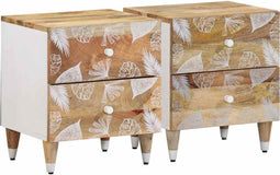 vidaXL - Nachtkastjes - 2 - st - 40x33,5x46 - cm - massief - mangohout