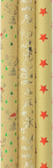 Benza kerst cadeaupapier - Kraft inpakpapier met herten en kerstteksten - 3 rollen 3 meter x 70 cm