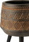 J-Line bloempot 3 Poten Etnisch - magnesium - bruin/beige - Ø 43 cm