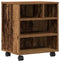 vidaXL - Printerstandaard - met - Wielen - Oud - Hout - 41x32x48 - cm