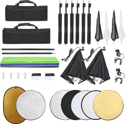 vidaXL - Fotostudioset - met - verlichtingsset, - achtergrond - en - reflector