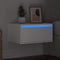 vidaXL - Nachtkastje - met - LED-verlichting - wandgemonteerd - wit