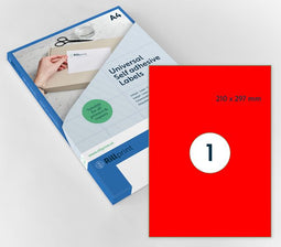 Rillprint - Etiket 210x297mm fluorrood 100 etiketten
