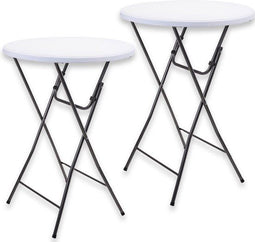 Brixy 2 Stevige Statafels - Partytafel - Robuust - Weersbestendig - Inklapbaar - 80cm x 110cm - Wit/Grijs