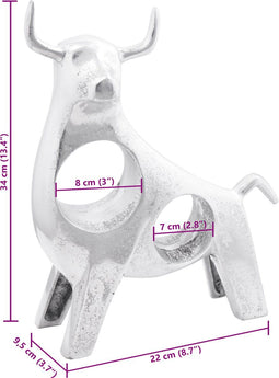 vidaXL - Bull - Sculptuur - Zilver - 22x9,5x34 - cm - Aluminium