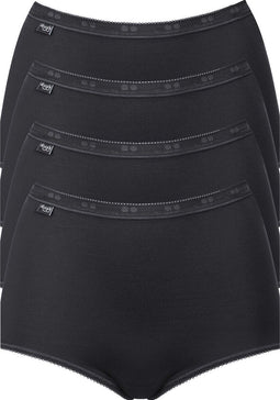 sloggi Basic+ - Dames Maxi slip - Extra zachte naden - Zwart (4-pack)