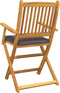 vidaXL - Vouw - Tuinstoelen - met - Grijze - Kussen - 2st - Vast - Acacia - Hout