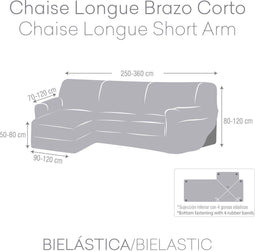Hoes voor chaise longue met korte armleuning links Eysa JAZ Bruin 120 x 120 x 360 cm
