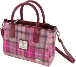 Handtas Brora Levendig Roze - Ritssluiting - Draagband - Harris Tweed - Glen Appin of Scotland