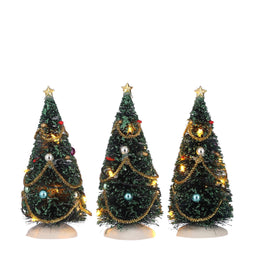 LuVille Christmas Village Miniature Trees - 3 Pieces - H15 cm - Multicolour