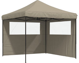 vidaXL - Partytent - inklapbaar - pop-up - met - 2 - zijwanden - taupe