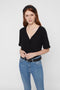 Pieces PCCECILIE SS TOP NOOS - Dames Top - Korte mouwen - V-hals (maat XS)