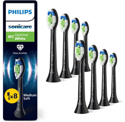 Philips Sonicare W2 Optimal White - Opzetborstels - Verwijdert tot 7x meer tandplak - Zwart (8 stuks)