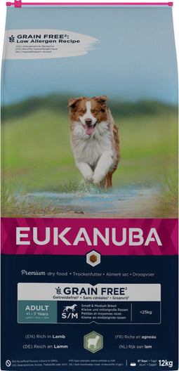 Eukanuba Hondenvoer Graanvrij Lam Adult Small - Medium 12 kg
