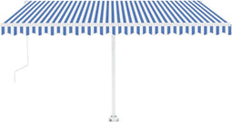 vidaXL - Luifel - automatisch - met - LED - en - windsensor - 400x350 - cm - blauw - wit