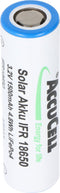 3.2 volt zonnebatterij Lithium 18650 IFR LiFePo4 batterij flattop zonder kop onbeschermd 64.5x18mm, 1100mAh