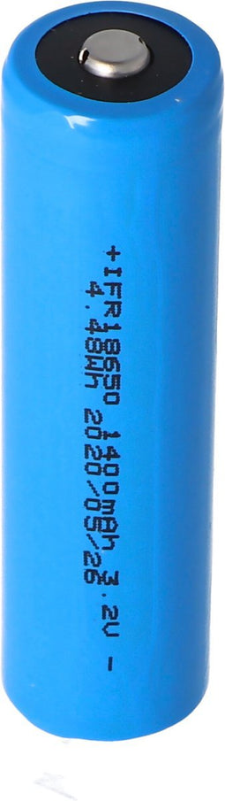 3,2 volt zonnebatterij Lithium 18650 IFR LiFePo4-batterij met onbeschermde kop, 1400-1500 mAh, afmetingen ca. 66,1x18 mm