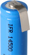 3,2 volt zonnebatterij Lithium IFR 14500 AA 600 mAh LiFePo4-batterij met onbeschermde kop 14,2 x 50,6 mm, met soldeertags in een U-vorm
