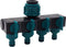 3/4 4-Weg Y-Type Tuinslang Splitter - Messing & Kunststof - Inclusief 8 Extra Rubbers - Universele Buitenkraan Connector