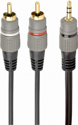 3.5 mm stereo plug to 2*RCA plugs 2.5m cable, gold-plated connectors