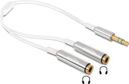 3,5mm Jack stereo audio splitter - slim uitvoering / wit - 0,25 meter