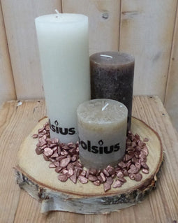 3-delige set kaarsen beige, chocoladebruin en cremewit