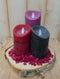 3-delige set LED-kaarsen zwart, rood en paars , grindkleur: donkerr...