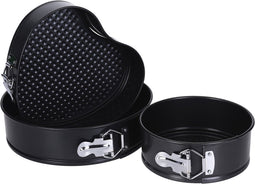 3-Delige set springvormen/taartvormen met anti-aanbak laag zwart 24 cm