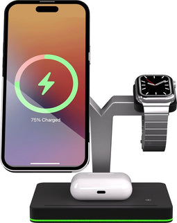 3 in 1 Magnetische docking station geschikt voor Apple iPhone / Apple Watch / AirPods - Oplader draadloos - iPhone Oplader met kabel - USB A naar USB C - Magneet - Magnetisch Oplaadstation telefoons - GSM lader Qi station - Wireless Charger