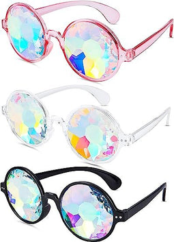 3 Pairs Kaleidoscope Rave Bril Festivals Goggle Rainbow Sunglass Caleidoscope Sunglass Prism Breking