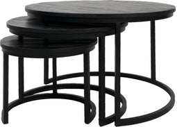 3 Salontafels Zwart - Mangohout & Metaal