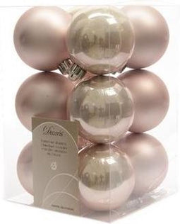 3 stuks 12 kerstballen poeder roze 60 mm