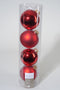 3 stuks 4 kerstballen kerstrood glans-mat 100 mm