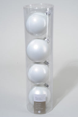 3 stuks 4 kerstballen winterwit emaille 100 mm