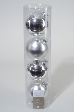 3 stuks 4 kerstballen zilver glans 100 mm