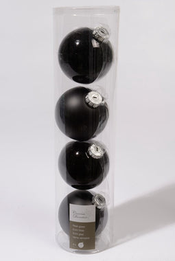 3 stuks 4 kerstballen zwart glans 100 mm