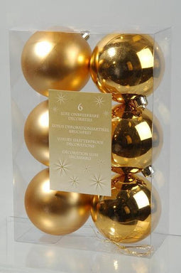 3 stuks 6 kerstballen licht goud 80 mm
