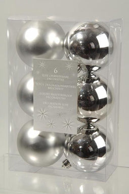 3 stuks 6 kerstballen zilver 80 mm