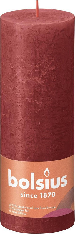 3 stuks - Bolsius - Stompkaars Delicate Red 190/68 rustiek