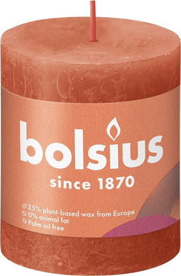 3 stuks - Bolsius - Stompkaars Earthy Orange 80/68 rustiek