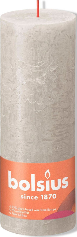 3 stuks - Bolsius - Stompkaars Sandy Grey 190/68 rustiek