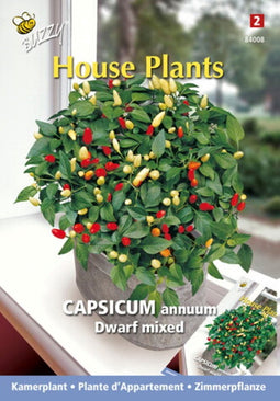 3 stuks - Buzzy - House plants capsicum sierpeper dwarf special