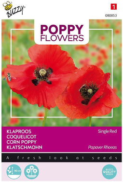 3 stuks - Buzzy - Poppies of the world klaproos rhoeas rood