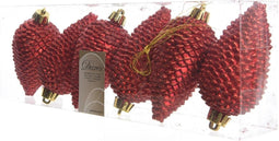 3 stuks Dennenappel plastic glitter hang 8cm kerstrood KSD