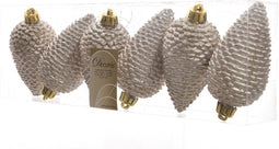 3 stuks Dennenappel plastic glitter hang diameter 4.5x8cm parel KSD