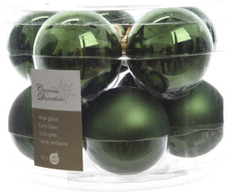 3 stuks Kerstbal glas glans-mat diameter 6cm Dennen groen KSD