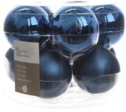 3 stuks Kerstbal glas glans-mat diameter 6cm nacht blauw KSD