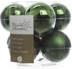 3 stuks Kerstbal glas glans-mat diameter 7cm Dennen groen KSD