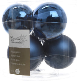 3 stuks Kerstbal glas glans-mat diameter 8cm nacht blauw KSD